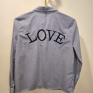 DESIGN LAB Women's Long Sleeves Stripes Non Iron Shirt size S/p